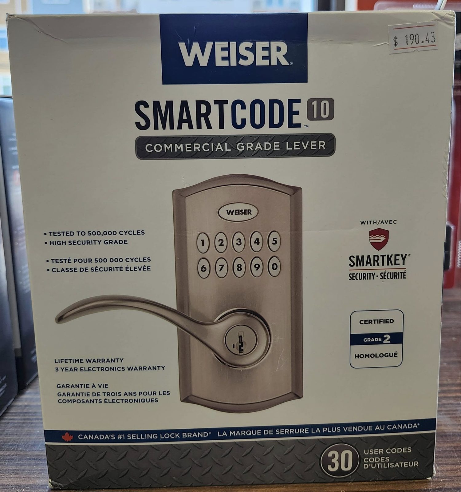 Weiser SmartCode commercial grade lever lock in stock