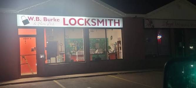 W.B. Burke and Son locksmith storefront at 75 Kensington Rd